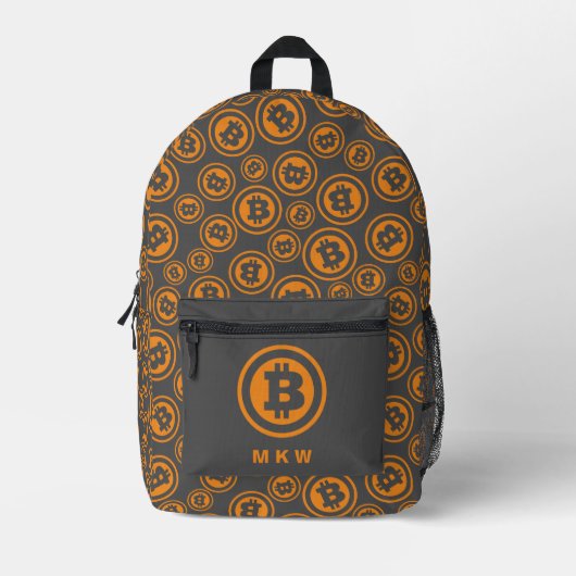 Bitcoin Gemustert Orange und Grau Personalisiert Bedruckter Rucksack (Vorderseite)