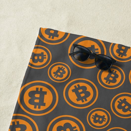 Bitcoin Gemustert Orange und Grau Personalisiert Strandtuch (Beispiel)