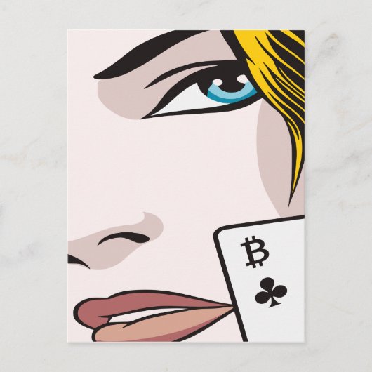 Bitcoin Girl Ankündigungspostkarte (Vorderseite)