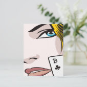 Bitcoin Girl Ankündigungspostkarte (Stehend Vorderseite)