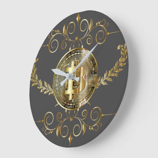 Bitcoin Gold Coin Brown Große Wanduhr (Winkel)