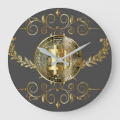 Bitcoin Gold Coin Brown Große Wanduhr (Vorderseite)