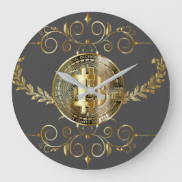 Bitcoin Gold Coin Brown Große Wanduhr