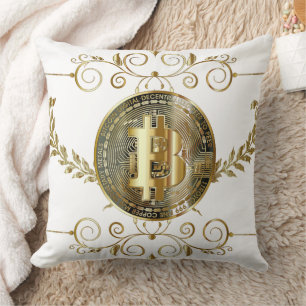 Bitcoin Gold Coin Digital Money Weiß Kissen