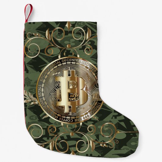 Bitcoin Gold Coin Money Design Kleiner Weihnachtsstrumpf (Vorderseite)