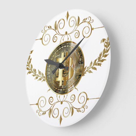 Bitcoin Gold Coin Money Große Wanduhr (Winkel)