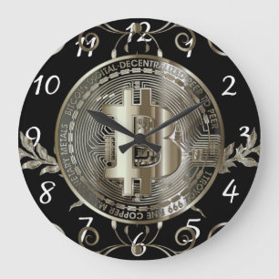 Bitcoin Gold Coin Round Clock Große Wanduhr