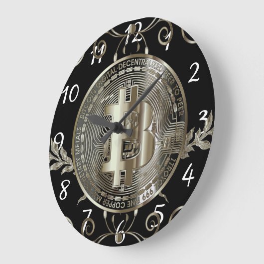 Bitcoin Gold Counter Black Money Design Round Cloc Große Wanduhr (Winkel)