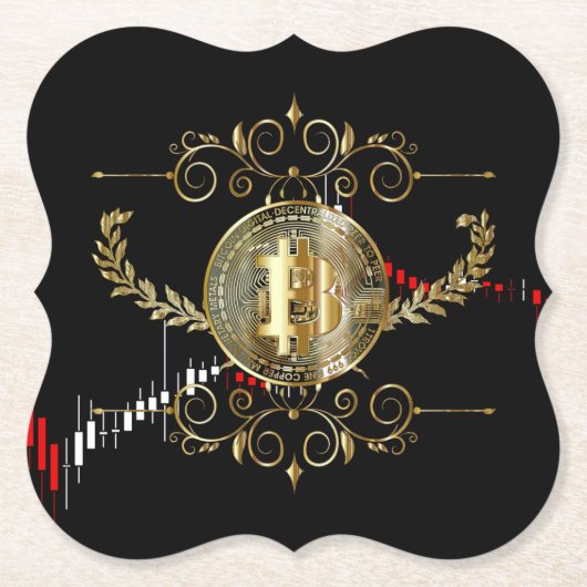 Bitcoin Gold Counter Crypto Black Red Untersetzer (Vorderseite)