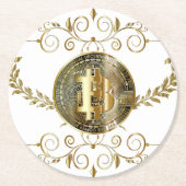 Bitcoin Gold Counter Krypto Money Weiß Runder Pappuntersetzer (Vorderseite)