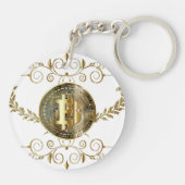 Bitcoin Gold & White Coin Kryptowährung Schlüsselanhänger (Rückseite)