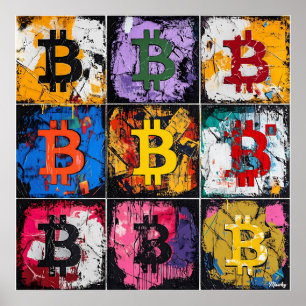 Bitcoin Graffiti Art Collection mit fett Farben Poster
