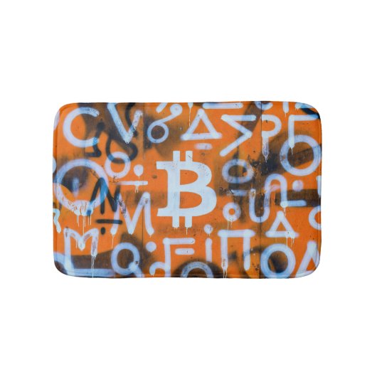 "Bitcoin Graffiti" (Stil #1) Street Art Badematte (Vorderseite)