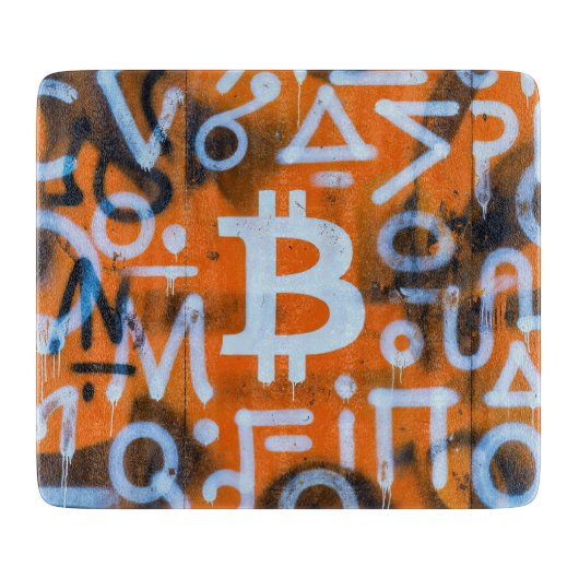"Bitcoin Graffiti" (Stil #1) Street Art Schneidebrett (Vorderseite)