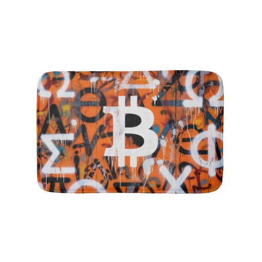 "Bitcoin Graffiti" (Stil #2) Street Art Badematte (Vorderseite)
