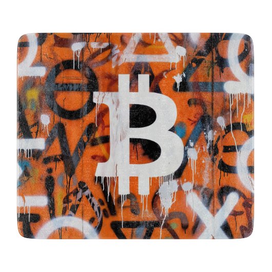 "Bitcoin Graffiti" (Stil #2) Street Art Schneidebrett (Vorderseite)