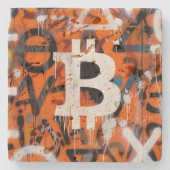 "Bitcoin Graffiti" (Stil #2) Street Art Steinuntersetzer (Vorderseite)