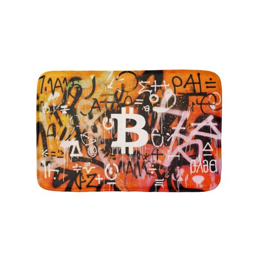 "Bitcoin Graffiti" (Stil #3) Street Art Badematte (Vorderseite)