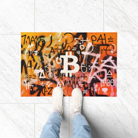 "Bitcoin Graffiti" (Stil #3) Street Art Fußmatte (Indoor)