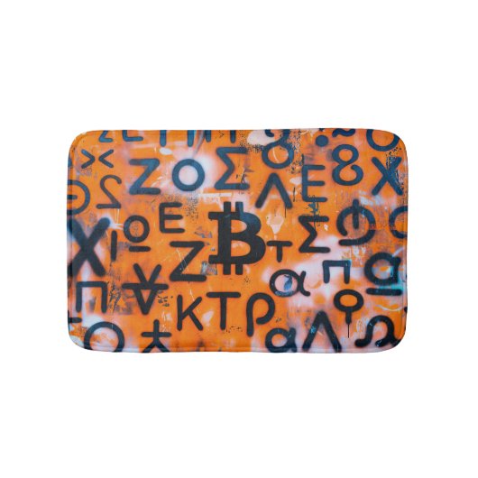 "Bitcoin Graffiti" (Stil #5) Street Art Badematte (Vorderseite)