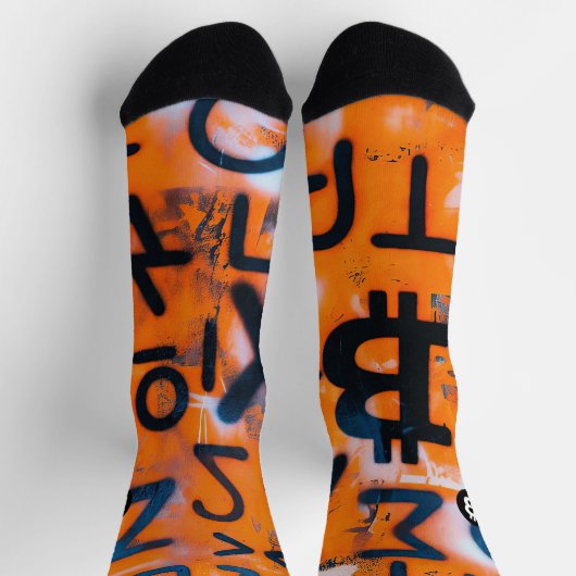 "Bitcoin Graffiti" (Stil #5) Street Art Socken (Oben)