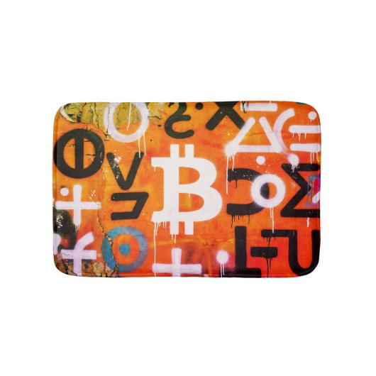 "Bitcoin Graffiti" (Stil #6) Street Art Badematte (Vorderseite)