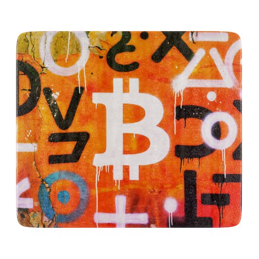 "Bitcoin Graffiti" (Stil #6) Street Art Schneidebrett (Vorderseite)