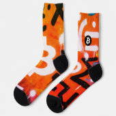 "Bitcoin Graffiti" (Stil #6) Street Art Socken (Linkes Detail)