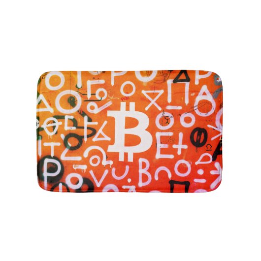 "Bitcoin Graffiti" (Stil #7) Street Art Badematte (Vorderseite)