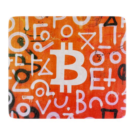 "Bitcoin Graffiti" (Stil #7) Street Art Schneidebrett (Vorderseite)