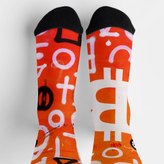 "Bitcoin Graffiti" (Stil #7) Street Art Socken (Oben)