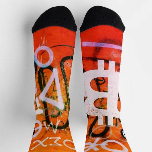 "Bitcoin Graffiti" (Stil #9) Street Art Socken (Oben)