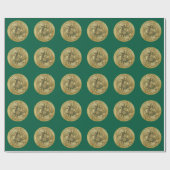 Bitcoin Green Wrapping Paper Geschenkpapier (Flach)
