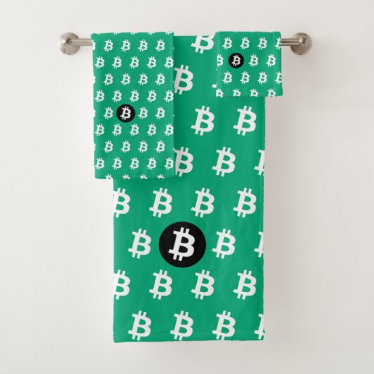 Bitcoin Grün-Blau Badhandtuch Set (Insitu)
