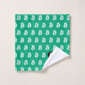 Bitcoin Grün-Blau Badhandtuch Set (Waschlappen)