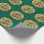 Bitcoin Grünes Geschenkpapier (Ecke)