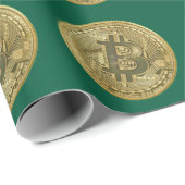 Bitcoin Grünes Geschenkpapier (Rolleneckpunkt)