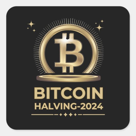 BITCOIN HALVING 2024 digitale Krypto-Währung Quadratischer Aufkleber (Vorderseite)