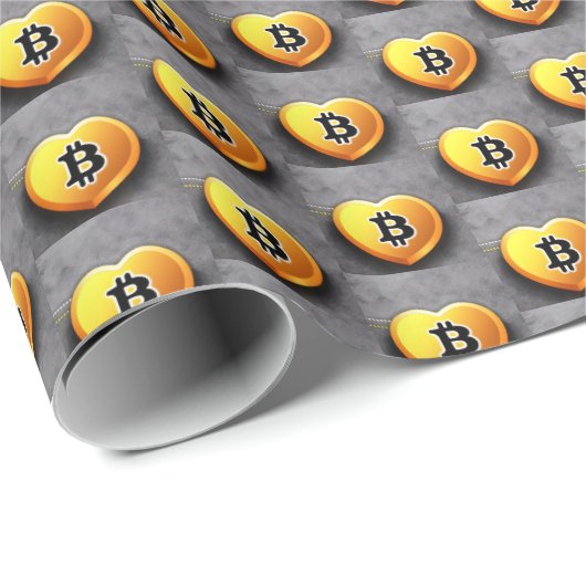 Bitcoin Heart Geschenkpapier (Rolleneckpunkt)
