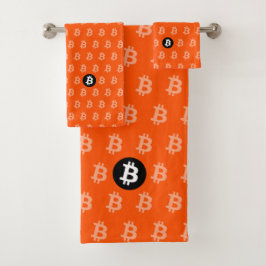 Bitcoin Hellorange (Stil 2) Badhandtuch Set