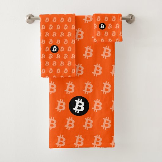 Bitcoin Hellorange (Stil 2) Badhandtuch Set (Insitu)