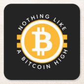 Bitcoin High Rechteckiger Pappuntersetzer (Vorderseite)