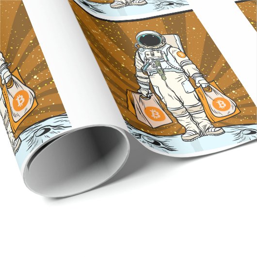 BITCOIN-HODL-Crypto-Astronautin Geschenkpapier (Rolleneckpunkt)