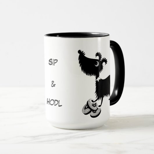 Bitcoin Hunde Sip & Hodl Kaffee Tasse (VorderseiteRechts)