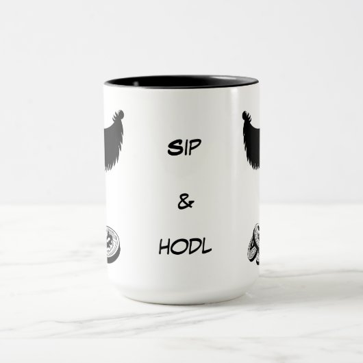 Bitcoin Hunde Sip & Hodl Kaffee Tasse (Zentrum)