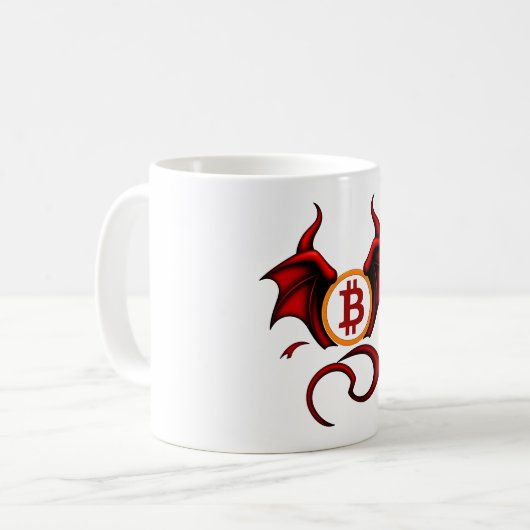 Bitcoin ist der Teufel Kaffeetasse (Vorderseite Links)