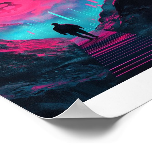 Bitcoin Journey Neon Wall Art Print Poster (Ecke)