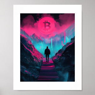 Bitcoin Journey Neon Wall Art Print Poster