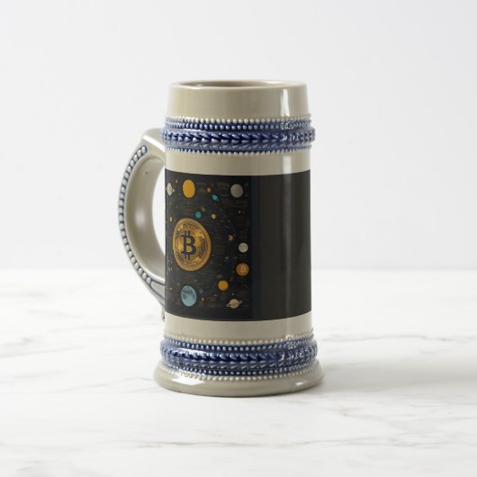 Bitcoin - KI-Kryptodesign Bierglas (Vorderseite Links)