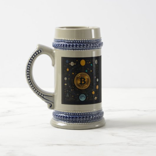 Bitcoin - KI-Kryptodesign Bierglas (Links)